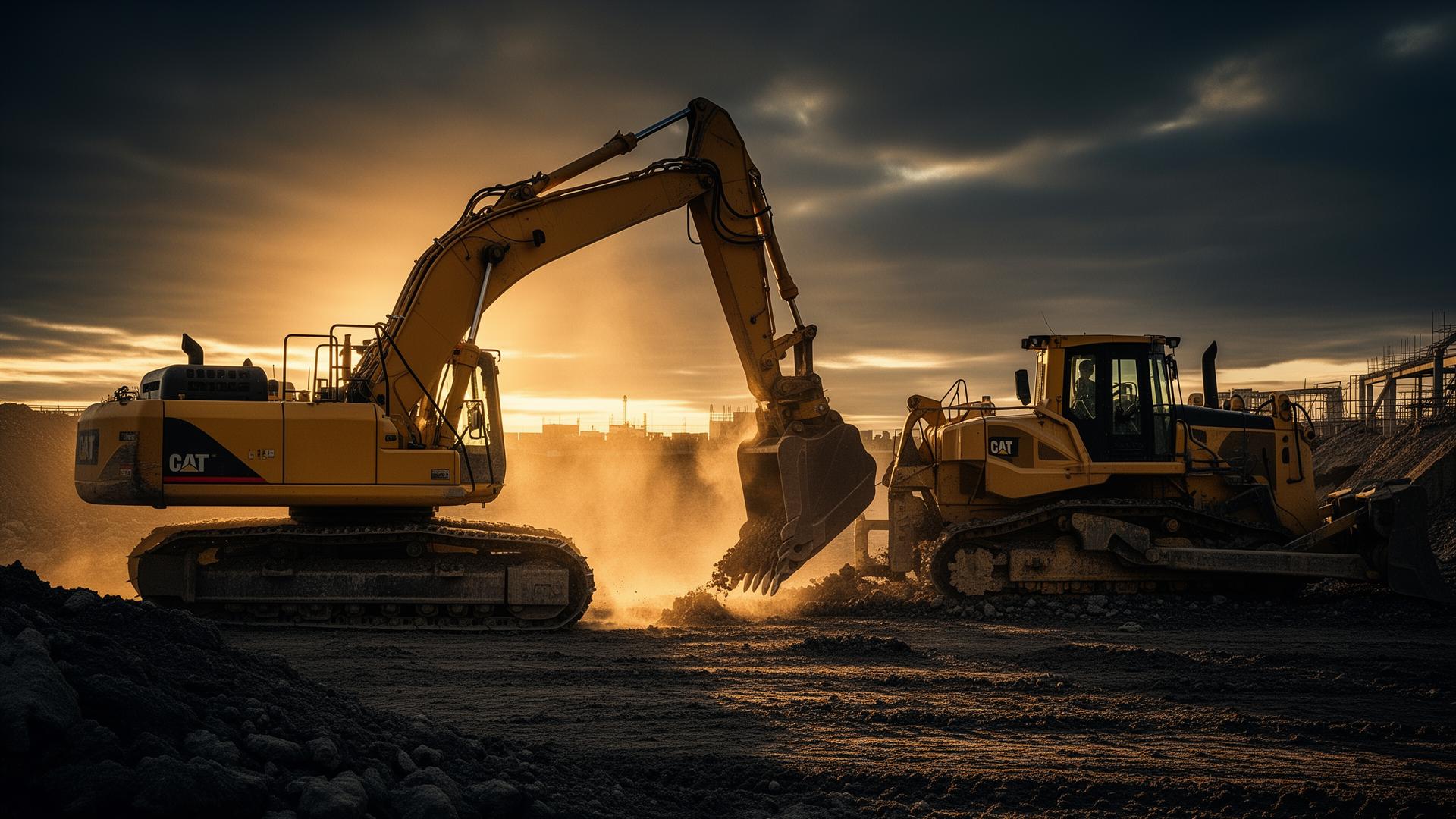 Earthmoving machinery at work